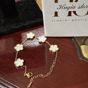 Reversible white to black Elegant Gold and White Bracelet